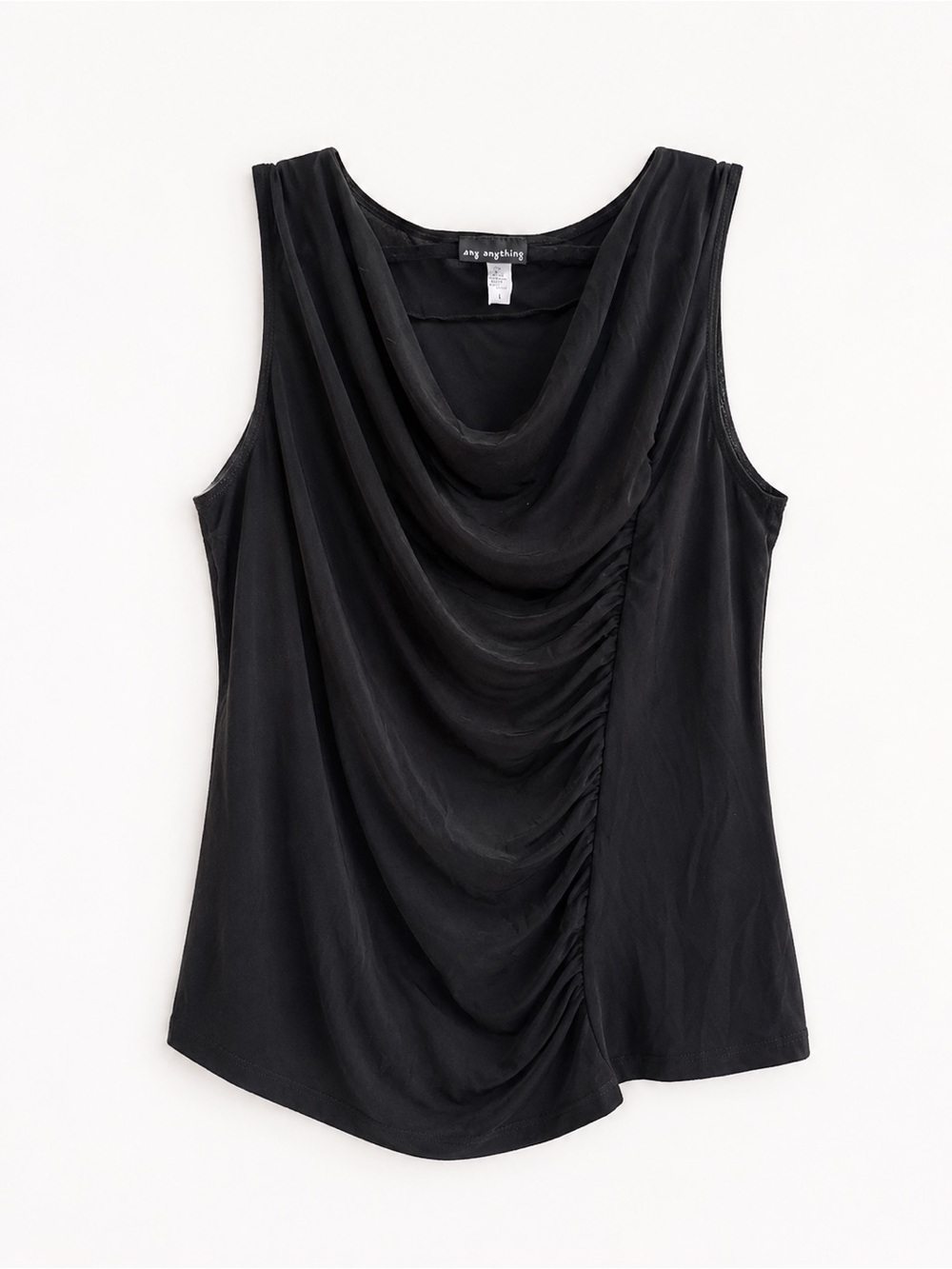 Vintage Y2K Say Anything Black Draped Tank Top | Made in USA | Size Large